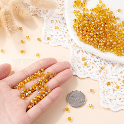 ピカソ ベーキングペイント ガラスシードビーズ  双円錐形  ゴールデンロッド  4~4.5x3.5~4mm  穴：0.9~1.2mm&nbsp;SEED-TA0001-62B