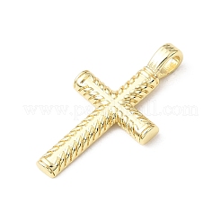 イースター真鍮ペンダント  質感のある十字架のチャーム  16KGP本金メッキ  25x14x4mm  穴：3x1.5mm&nbsp;KK-E799-07G