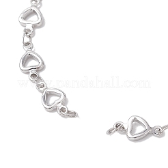 304ステンレススチール中空ハートリンクチェーンブレスレット女性用  ステンレス鋼色  6-1/4インチ（15.8cm）&nbsp;AJEW-JB01340-02