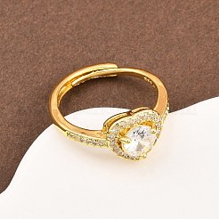 Brass Micro Pave Cubic Zirconia Adjustable Finger Rings for Women&nbsp;RJEW-Z113-31G