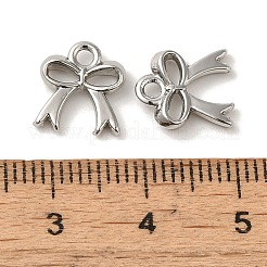 ラックメッキ合金ペンダント  カドミウムフリー＆ニッケルフリー＆鉛フリー  蝶結び  プラチナ  10.5x9.5x3mm  穴：1.6mm&nbsp;PALLOY-H142-05P-08
