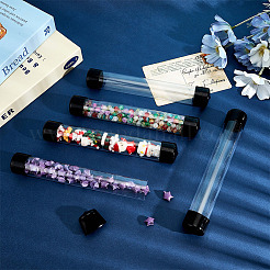 透明PCプラスチックビーズ収納チューブ  二重の黒い蓋付き  透明  20.8x3cm  内径：2.9のCM&nbsp;AJEW-WH0596-947F