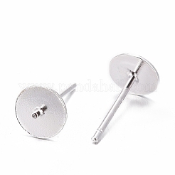 925スターリングシルバースタンドピアスパーツ  スタンプ925個付きイヤリングポスト  銀  13mm  トレイ：6mm  ピン：0.7mmと0.8mm&nbsp;STER-K167-044A-S