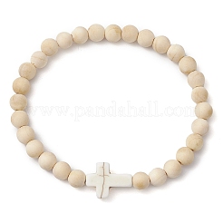 Natural Wood Beads Stretch Bracelets for Women&nbsp;BJEW-JB11338-01