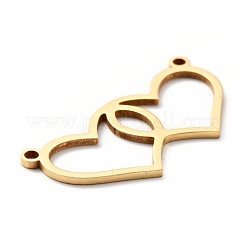 304ステンレススチールリンクコネクター  ダブルハート  ゴールドカラー  13x26.5x1mm  穴：1.3mm&nbsp;STAS-C051-05G