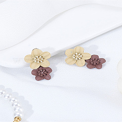 1 Pair Spray Painted Zinc Alloy Resin Dangle Stud Earrings&nbsp;EJEW-LP0007-043B