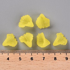 つや消しアクリルビーズキャップ  花  きいろ  12x12x9mm  穴：1.2mm  約1700個/500g&nbsp;MACR-S371-10A-717