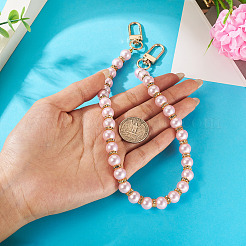 Round Plastic Imitation Pearl Beads Bag Extender Chains&nbsp;HJEW-TAC0083