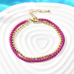 Brass Beaded Double Strand Bracelets&nbsp;BJEW-U040-02G-01