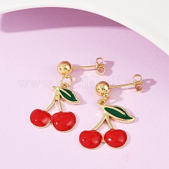 Brass Enamel Stud Earrings&nbsp;EJEW-Q045-05G