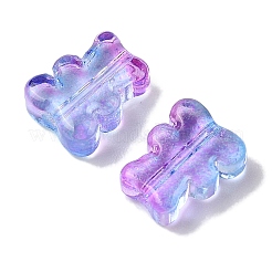 透明スプレーペイントガラスビーズ  クマ  ミックスカラー  10x8x4mm  穴：1mm&nbsp;GLAA-Z011-08