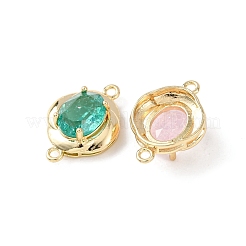 Brass with Glass Connector Charms&nbsp;KK-Z141-10G