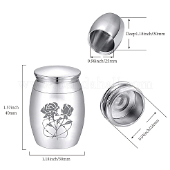 ベルベットパッキングポーチ1個。  1個の合金火葬壷  花バラ  火葬骨壷：40.5x30mm&nbsp;AJEW-CN0001-75D