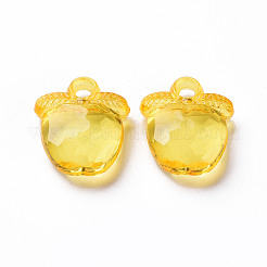 透明なアクリルパーツ  多面カット  りんご  オレンジ  20x17x5~6mm  穴：3mm  約480個/500g&nbsp;TACR-S154-28B-81
