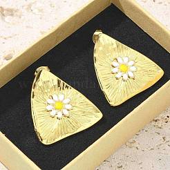 女性用304ステンレススチールエナメルスタッドピアス  花と三角形  18KGP本金メッキ  27x25.5mm&nbsp;EJEW-U037-01G