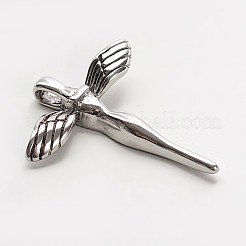 変色しにくい201ステンレススチール製フェアリーペンダント  ステンレス鋼色  37x30.5x6mm  穴：3.5x5mm&nbsp;STAS-I033-03