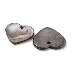 天然淡水シェルのペンダント  染め  ハートチャーム  ブラック  17~17.5x17.5~19.5x2mm  穴：1.6~2mm&nbsp;SHEL-F008-01A