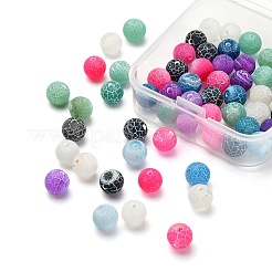 60個6色天然風化瑪瑙ビーズ連売り  染め  艶消し  ラウンド  ミックスカラー  8mm  穴：1mm  10個/カラー&nbsp;G-FS0001-96