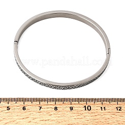 304ステンレススチール製ヒンジ付きバングル  女性用幅広バングル  ステンレス鋼色  内径：1.97インチ（5cm）x2.30インチ（5.85cm）&nbsp;BJEW-D408-21P