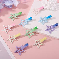 10個5色のグラデーションカラー鉄製ワニ口ヘアクリップ  スター  ミックスカラー  51x33.5x2~11mm  2個/カラー&nbsp;OHAR-TA0001-14