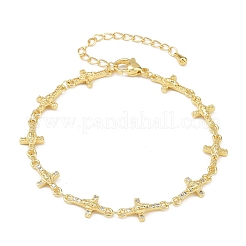 Virgin Mary Theme Brass Micro Pave Clear Cubic Zirconia Link Chain Bracelets for Women&nbsp;BJEW-A090-08A-G
