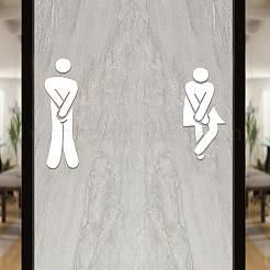 3dプラスチック粘着性の男性と女性の模様ミラーWCサイン  トイレ用クロスレッグDIYデカール  バスルーム  銀  11.5~111x7~53x0.5mm  9個/セット&nbsp;DIY-WH0308-145C