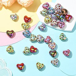 UV Plating Rainbow Iridescent Leopard Print Acrylic Beads&nbsp;SACR-CJC0008-04