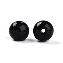 不透明なソリッドカラーのガラスビーズ  ラウンド  ブラック  10~10.5mm  穴：1.2~1.4mm  約634個/858g&nbsp;LS-GLAA-N007-10mm-A07