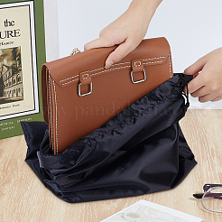 長方形のサテン布製梱包ポーチ  巾着袋  バッグ収納に  ブラック  49.1x60.7x0.25cm&nbsp;ABAG-WH0072-015B-03
