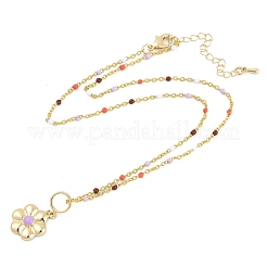 真鍮製ペンダントネックレス  樹脂と  14KGP本金メッキ  花  15.75インチ(40cm)+55mmエクステンダー  ペンダント：12x13 mm&nbsp;NJEW-R006-01G-04