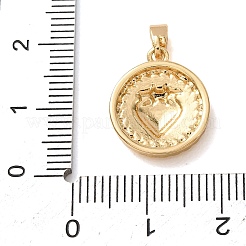 真鍮製エナメルペンダント  ゴールドカラー  イチゴのチャームが付いた丸い形  16x13.5x3.5mm  穴：4x2mm&nbsp;KK-CBA2C2D-01A-G