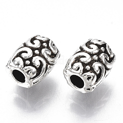 チベット風合金ビーズ  カドミウムフリー＆鉛フリー  花柄を持つ列  アンティークシルバー  7x6x5.5mm  穴：2mm  約1365個/1000g&nbsp;TIBE-R317-053AS-LF