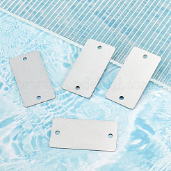 201ステンレススチールコネクタチャーム  空白タグのスタンプ  ステンレス鋼色  長方形  25x50x1mm  穴：3mm  30個/箱&nbsp;STAS-OC0001-22A