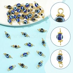 20Pcs Resin Evil Eye Round Bead with 304 Stainless Steel Connector Charms&nbsp;PALLOY-FS00071-02