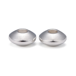 201ステンレススチールスペーサービーズ  ディスク  銀  6x3mm  穴：2mm&nbsp;STAS-H410-12S-A