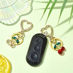 Cherry Alloy & Glass Pendant Decoration&nbsp;HJEW-SW00115-01