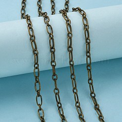 アイアン製手作りチェーン母子チェーン  溶接されていない  スプールで  アンティークブロンズカラー  母のリンク：5x9.5mm  厚さ1.2mm  息子へのリンク：5x6mm  厚さ1.2mm  約164.04フィート（50m）/ロール&nbsp;CHSM007Y-AB