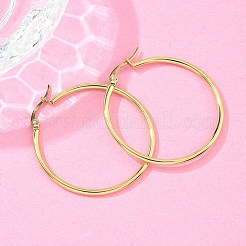 リング 304 ステンレススチール ビッグフープピアス  18KGP本金メッキ  12ゲージ  40x2mm  ピン：1x0.7mm&nbsp;X-EJEW-N0016-11G-F