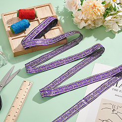 7.7ヤードのポリエステルフラワー刺繍リボン  衣類用アクセサリー  パープル  3/4インチ（20mm）&nbsp;OCOR-WH0090-94
