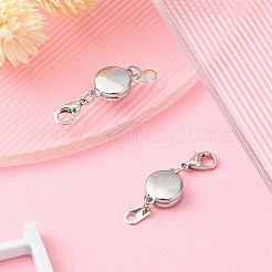 合金マグネットクラスプ  ロブスタープロングクラスプとチェーンタブ付き  フラットラウンド  プラチナ  35mm  クラスプ：12x7x2.5mm  チェーンタブ：長さ22mm  フラットラウンド：9x5x0.5mm&nbsp;FIND-YW0002-09P