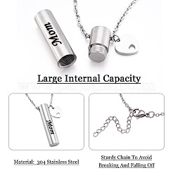 1Pc Word 304 Stainless Steel Column Urn Ashes Necklace&nbsp;DIY-TA0010-07E