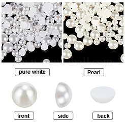 2 Colors ABS Plastic Imitation Pearl Cabochons & No Hole Beads&nbsp;MRMJ-PH0001-47