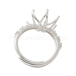 Flower Brass Micro Pave Cubic Zirconia Adjustable Ring Settings&nbsp;KK-K297-17P