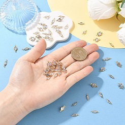 60Pcs 6 Styles Brass Clear Cubic Zirconia Connector Charms&nbsp;KK-YW0003-62
