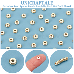 304ステンレススチールスペーサービーズ100個  ロンデル  18KGP本金メッキ  5x2mm  穴：1.5mm&nbsp;STAS-UN0058-39