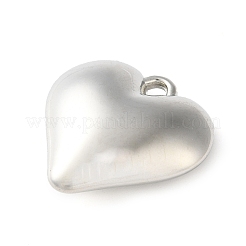 CCBプラスチックペンダント  ハートチャーム  プラチナ  35.5x35.5x4mm  穴：3.5mm&nbsp;CCB-L015-16C-P