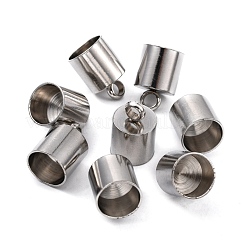 変色しにくい滑らかな表面の201ステンレススチールコードエンド  エンドキャップ  ステンレス鋼色  15x10mm  穴：3mm  9mm内径&nbsp;STAS-R063-96