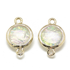 樹脂リンクコネクター  ゴールデントーン真鍮パーツ  ニッケルフリー  フラットラウンド  カラフル  17x11.5x5.5~6mm  穴：1.4~1.5mm&nbsp;RESI-Q185-05F