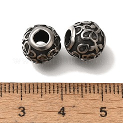 304ステンレススチールヨーロピアンビーズ  大穴ビーズ  花とロンデル  アンティークシルバー  10x9.5mm  穴：4mm&nbsp;STAS-D191-05J-AS
