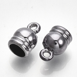 UVメッキABSプラスチックコードエンド  エンドキャップ  ガンメタ色  12.5x8mm  穴：1.8mm  内径：6mm&nbsp;CCB-S162-16D-01
